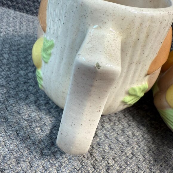 Vintage ARNEL'S Mushroom Mug Set Of 2 Coffee Tea MCM Ceramic Beige Signed 1986 - Picture 8 of 8